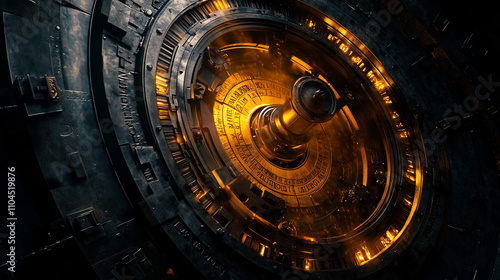 A secret vault door inscribed with Latin phrases and da VinciÃÂÃÂ¢ÃÂÃÂÃÂÃÂs designs, glowing faintly as the mechanism starts to unlock