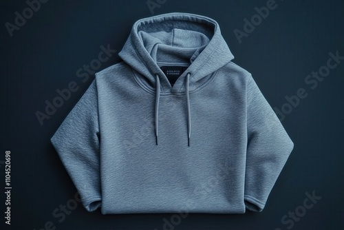 Gray hooded sweatshirt displayed flat on a dark background