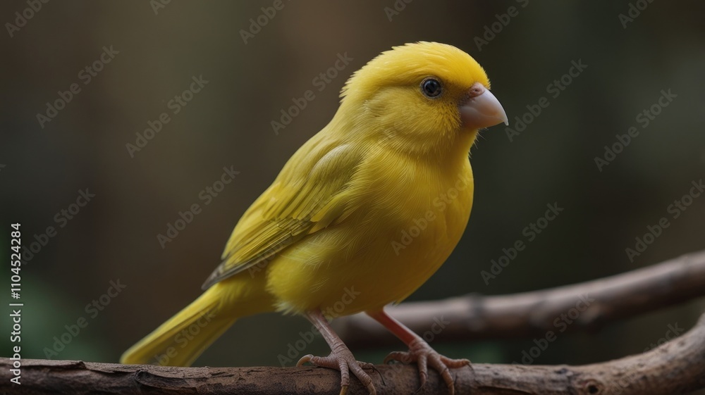 Vibrant yellow canary perched on a branch.