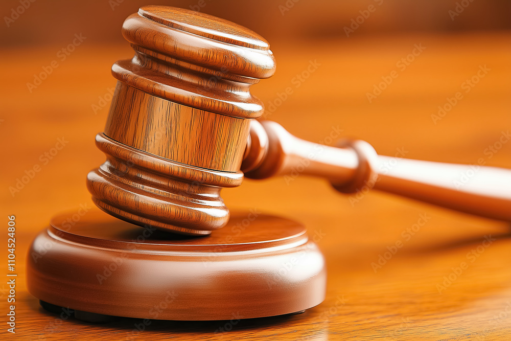 A wooden gavel rests on a base, symbolizing courtroom authority and a moment of deliberation A wooden gavel rests on a base, symbolizing courtroom authority and a moment of deliberation
