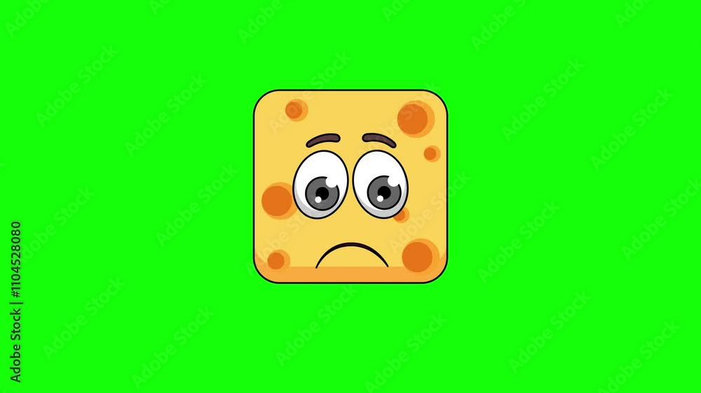 Frowning face animation of cheese emoticon emoji Frowning face animation of cheese emoticon emoji