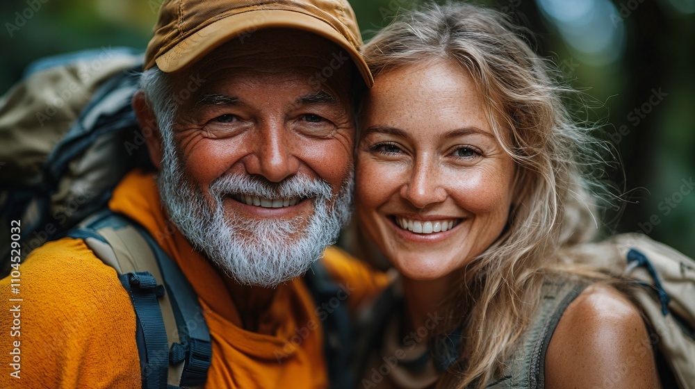 Outdoor, hug and senior couple for fitness, exercise and walking with happy people in retirement Outdoor, hug and senior couple for fitness, exercise and walking with happy people in retirement