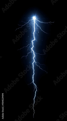 Digital Illustration of a Single Lightning Bolt Striking Downward Against a Black Background