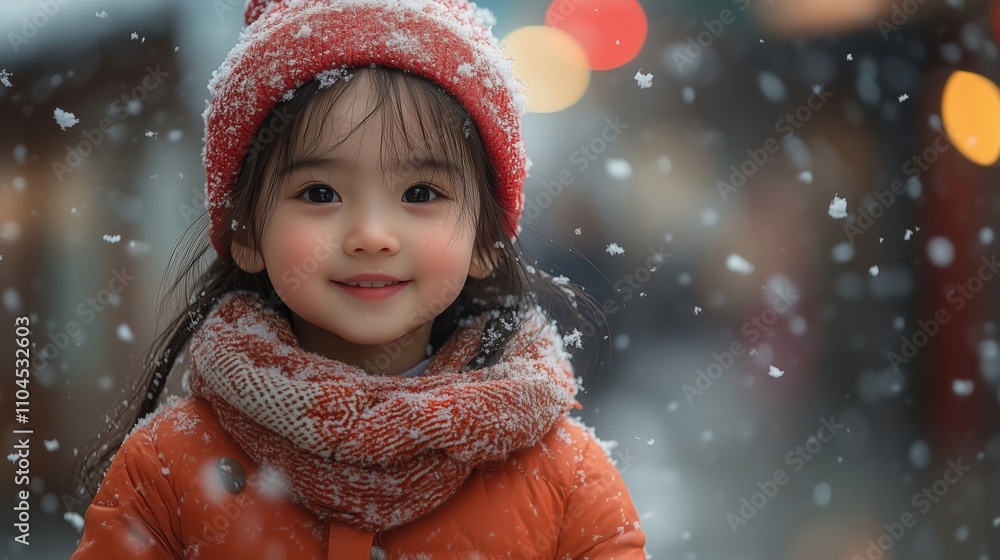 Cheerful Child Enjoys a Snowy Day with a Bright Smile Cheerful Child Enjoys a Snowy Day with a Bright Smile