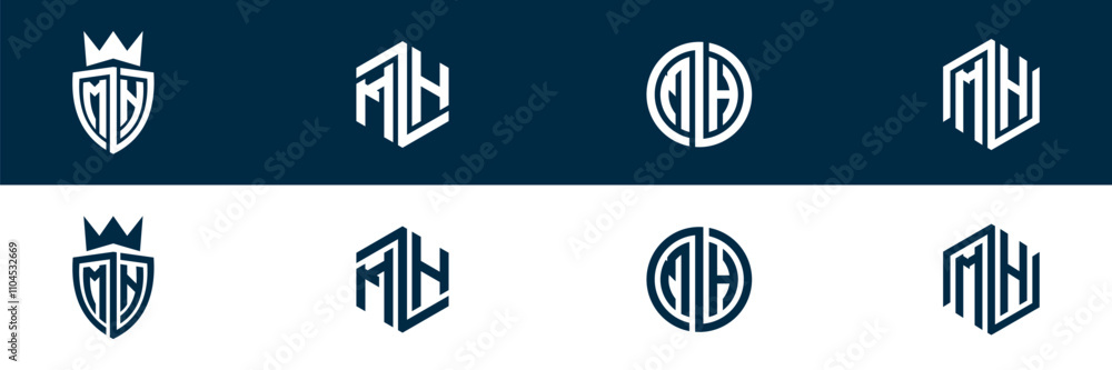 MH HM letter logo set design MH HM letter logo set design