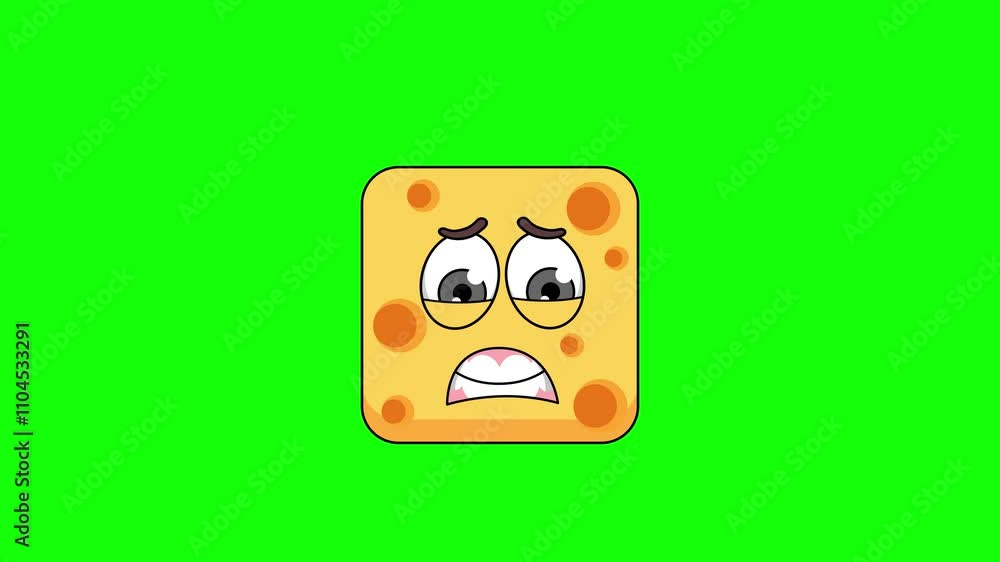 cheese cartoon with a face screaming in fear, emoji emoticon animation cheese cartoon with a face screaming in fear, emoji emoticon animation