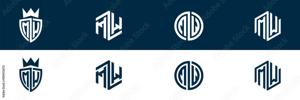 MW WM letter logo set design MW WM letter logo set design