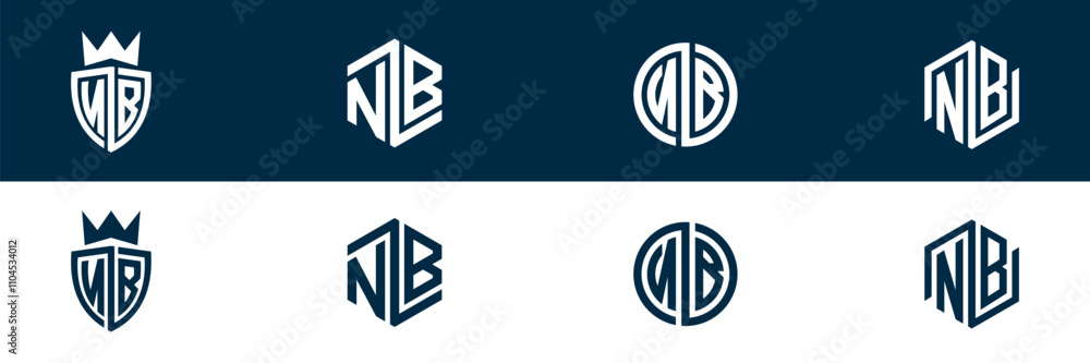 NB BN letter logo set design NB BN letter logo set design