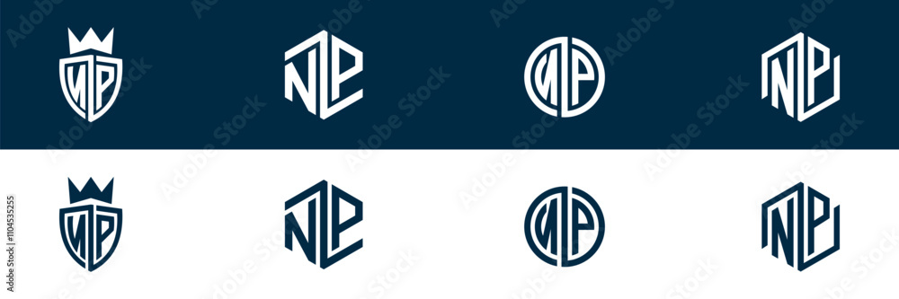 NP PN letter logo set design NP PN letter logo set design
