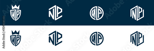 NP PN letter logo set design