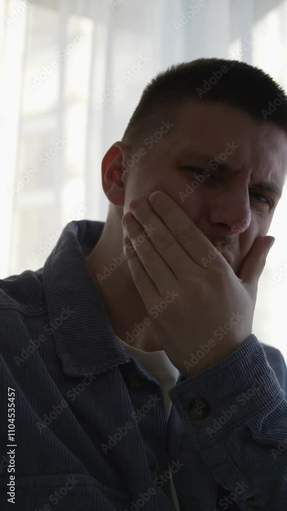 A man has severe toothache.
A man has an inflammation of the oral cavity due to dental caries.
Treatment at the dentist.
Patient suffers from toothache A man has severe toothache.
A man has an inflammation of the oral cavity due to dental caries.
Treatment at the dentist.
Patient suffers from toothache