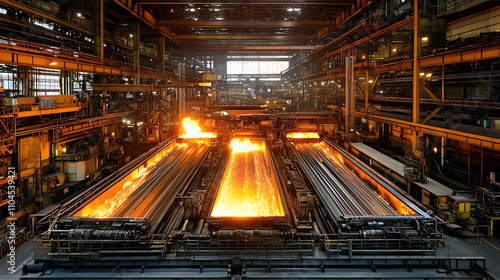 Molten Metal Flows Through Industrial Plant