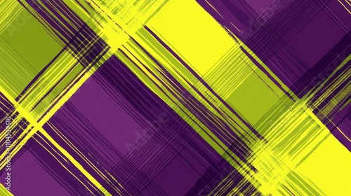 Dynamic Diagonal Brushstrokes Abstract Yellow and Purple Composition