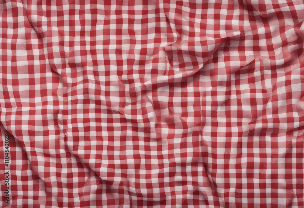 Red and white checkered tablecloth Top view table cloth texture background Red gingham pattern fabri Red and white checkered tablecloth Top view table cloth texture background Red gingham pattern fabri