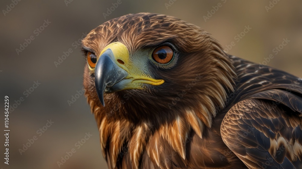 Obraz premium Close-up portrait of a golden eagle's intense gaze.