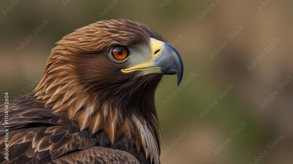 Close-up portrait of a majestic golden eagle, its sharp gaze and intricate feathers detailed against a blurred natural background. Close-up portrait of a majestic golden eagle, its sharp gaze and intricate feathers detailed against a blurred natural background.