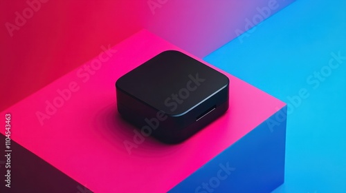 A sleek GoPro box showcased on a vibrant, modern studio background, emphasizing its premium design and branding. Perfect for product promotions photo