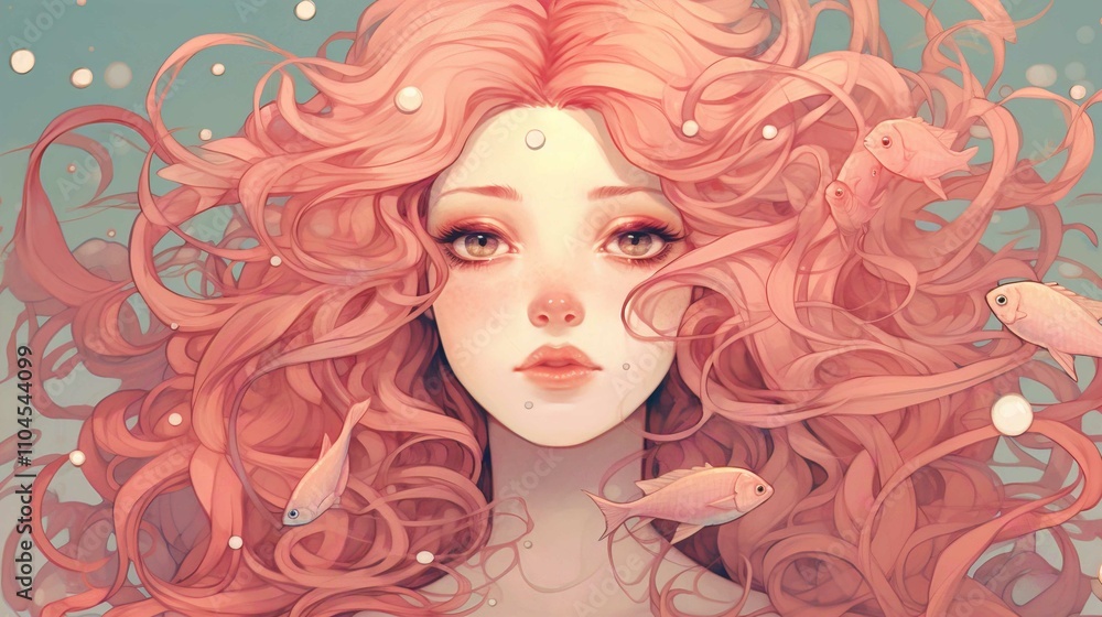 Elegant Woman Beauty Illustration with Glamorous Hair and Makeup Elegant Woman Beauty Illustration with Glamorous Hair and Makeup