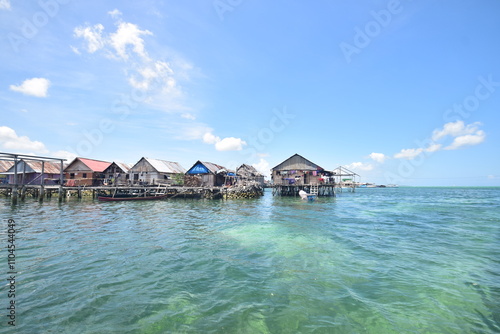 Wakatobi, Indonesia - August 17 2021: Bajo tribe lives above sea level photo