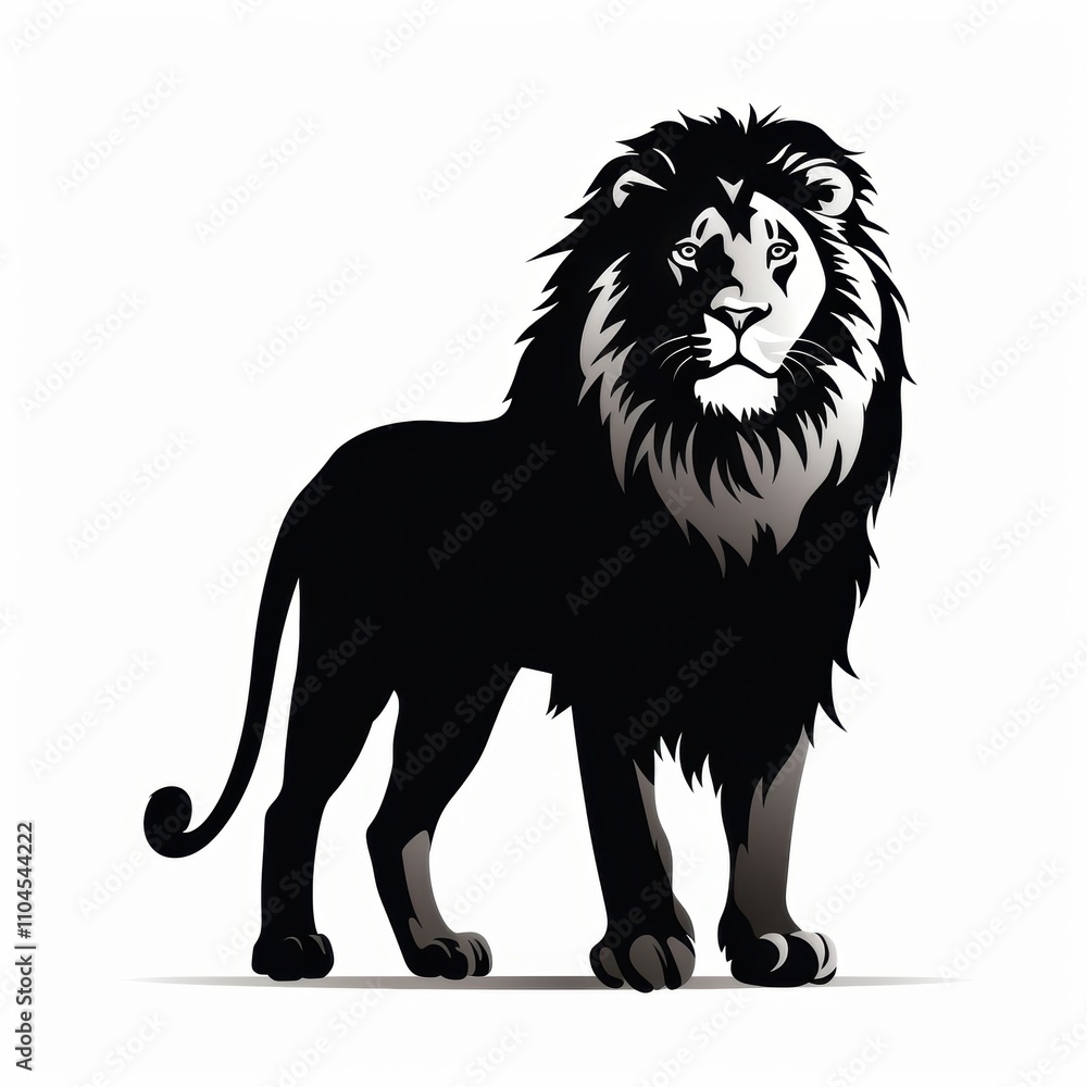 Stylized black lion illustration featuring a majestic stance and intricate detailing. Stylized black lion illustration featuring a majestic stance and intricate detailing.