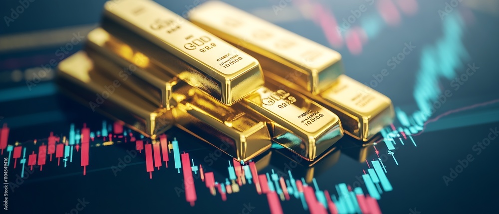 Financial Chart with Gold Bullion Bars Reflecting Market Economics : Generative AI Financial Chart with Gold Bullion Bars Reflecting Market Economics : Generative AI