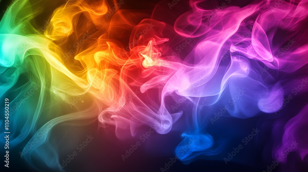 Abstract Rainbow Colored Smoke Swirls and Patterns