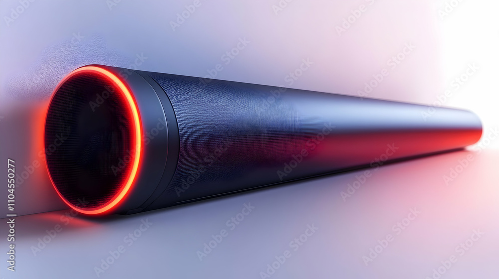 3D Render of Sleek Soundbar with Red Glow 3D Render of Sleek Soundbar with Red Glow