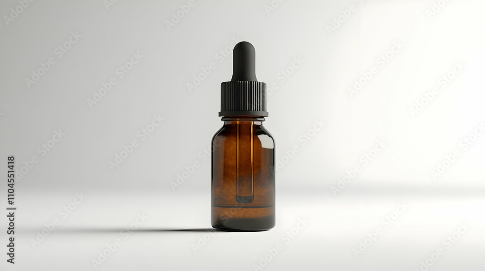 Amber Glass Dropper Bottle 3D Render Amber Glass Dropper Bottle 3D Render