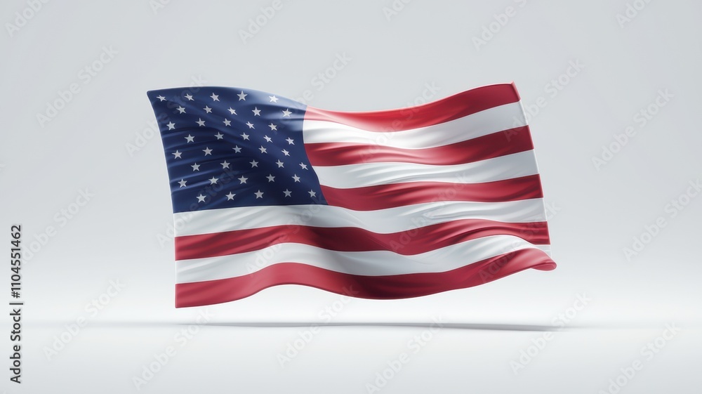 American flag waving on plain background: realistic 3d illustration American flag waving on plain background: realistic 3d illustration
