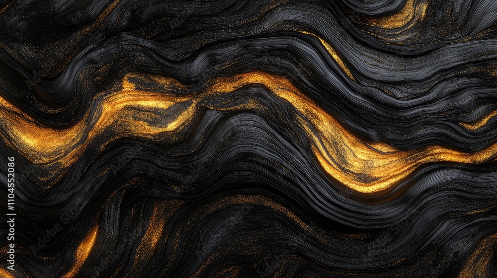Gold and black sulfur particles swirling together in an abstract background, textured layers and shadowy depths with warm highlights, subtle sparkle Gold and black sulfur particles swirling together in an abstract background, textured layers and shadowy depths with warm highlights, subtle sparkle