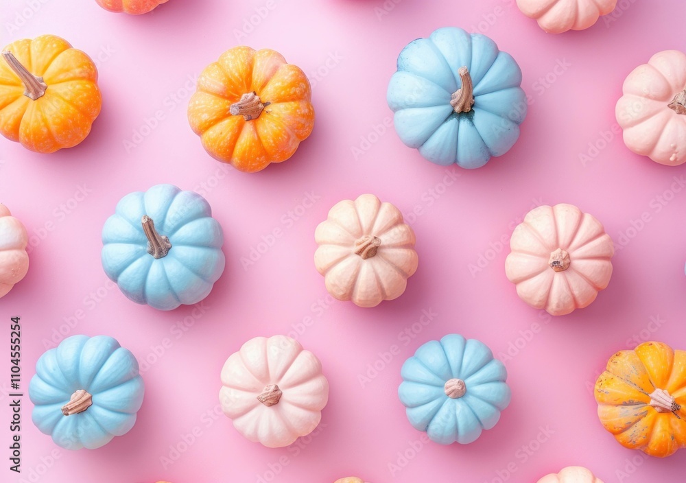 Colorful pumpkins in various shades arranged on a pink background, creating a vibrant autumn decor theme for seasonal celebrations. Colorful pumpkins in various shades arranged on a pink background, creating a vibrant autumn decor theme for seasonal celebrations.