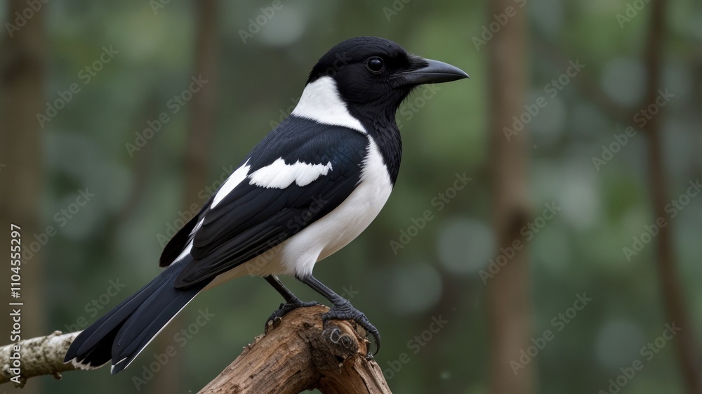 Black and white bird perched on a branch. (3) Black and white bird perched on a branch. (3)