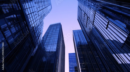Wallpaper Mural A view of tall glass buildings against a twilight sky, showcasing modern architecture. Torontodigital.ca