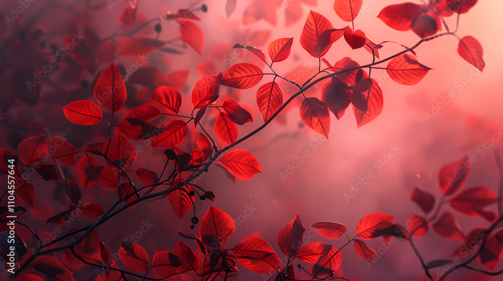 Crimson Embrace: Red leaves in a mystical autumnal forest scene. A dreamy, atmospheric image evoking feelings of warmth, tranquility, and the beauty of nature's seasonal transition. Crimson Embrace: Red leaves in a mystical autumnal forest scene. A dreamy, atmospheric image evoking feelings of warmth, tranquility, and the beauty of nature's seasonal transition.