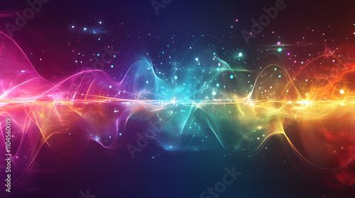 Abstract background with electromagnetic chromatic nexus on quantum horizon. Chromatic. Illustration