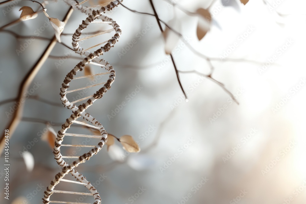 Ancestral connection - sleek family tree featuring entwined DNA icon, embodying roots, heritage, merging tradition with modern genetics, designed as banner with room for custom text. Ancestral connection - sleek family tree featuring entwined DNA icon, embodying roots, heritage, merging tradition with modern genetics, designed as banner with room for custom text.