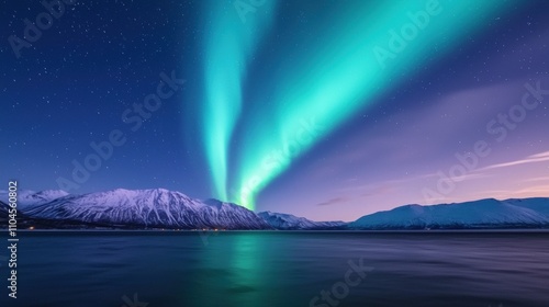 Wallpaper Mural Northern lights dance over majestic mountains arctic landscape nature photography night sky tranquil scene Torontodigital.ca