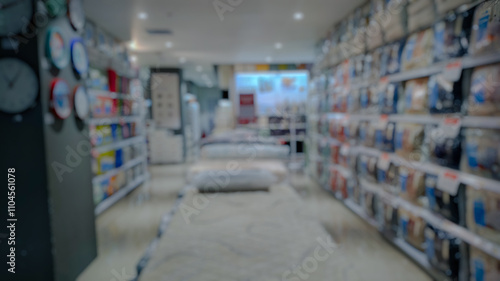 Beautiful defocused background of a housewares store in a mall