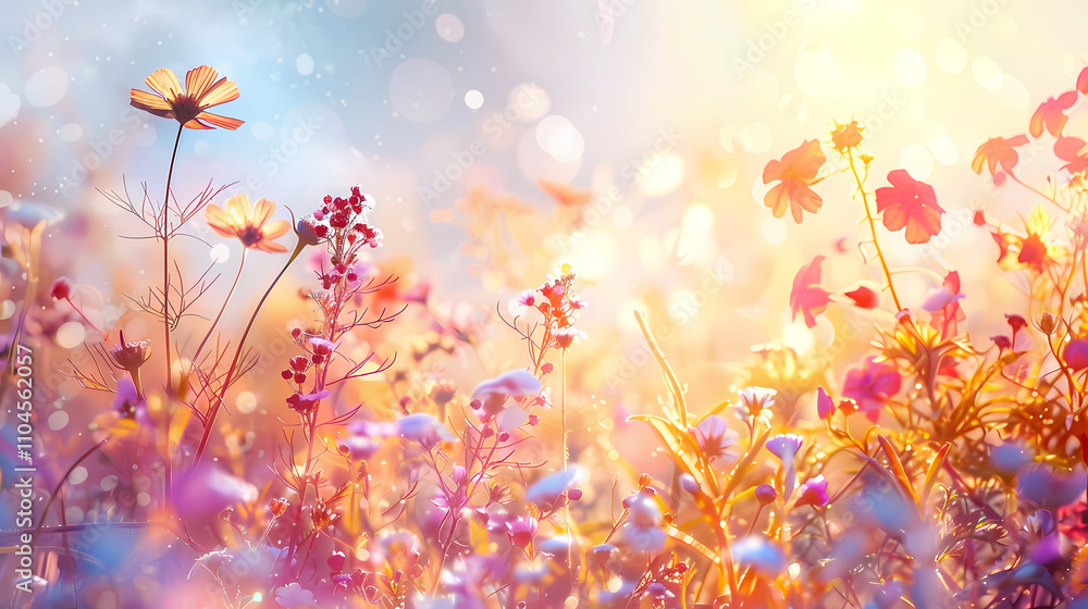 Golden Hour Meadow: A vibrant field of wildflowers basks in the warm glow of the golden hour, showcasing the beauty of nature's vibrant hues and delicate details. Golden Hour Meadow: A vibrant field of wildflowers basks in the warm glow of the golden hour, showcasing the beauty of nature's vibrant hues and delicate details.