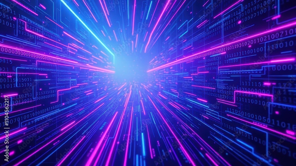 Obraz premium Abstract digital background with binary code and circuits, technology, circuits