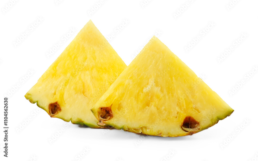Pieces of juicy pineapple isolated on white Pieces of juicy pineapple isolated on white