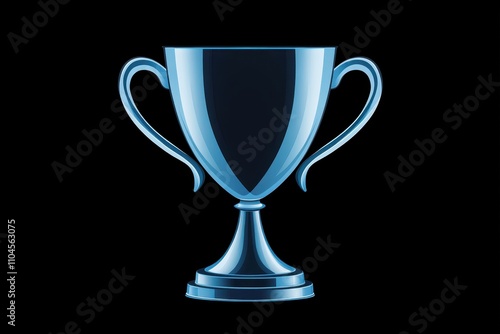 A shiny blue trophy design on a black background, perfect for celebrating achievements, awards, or competitions in promotional materials, websites, or event invitations,