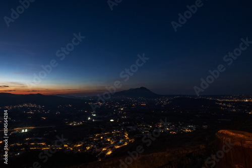 View of the city at night from above