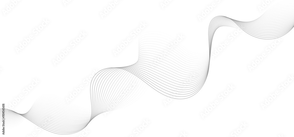 Abstract wave lines background, graphic thin curves design element, elegant flow backdrop. Curvy stripes making motion effect. Vector illustration.