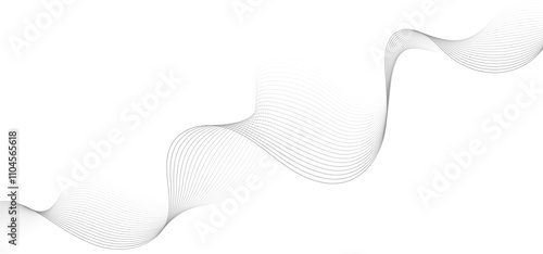 Obraz na płótnie Abstract wave lines background, graphic thin curves design element, elegant flow backdrop. Curvy stripes making motion effect. Vector illustration. w salonie