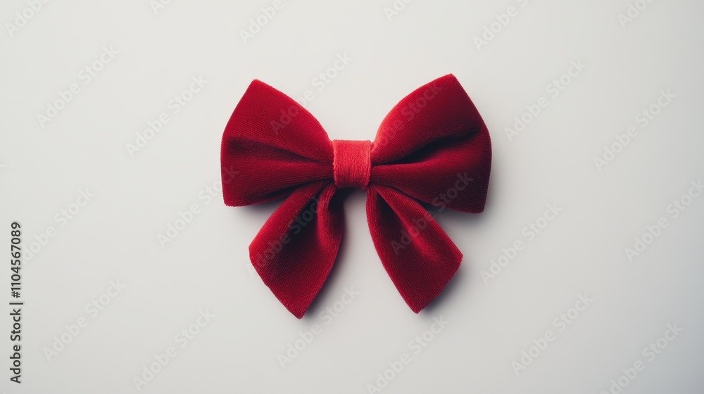A Red Velvet Bow Isolated On White Background A Red Velvet Bow Isolated On White Background