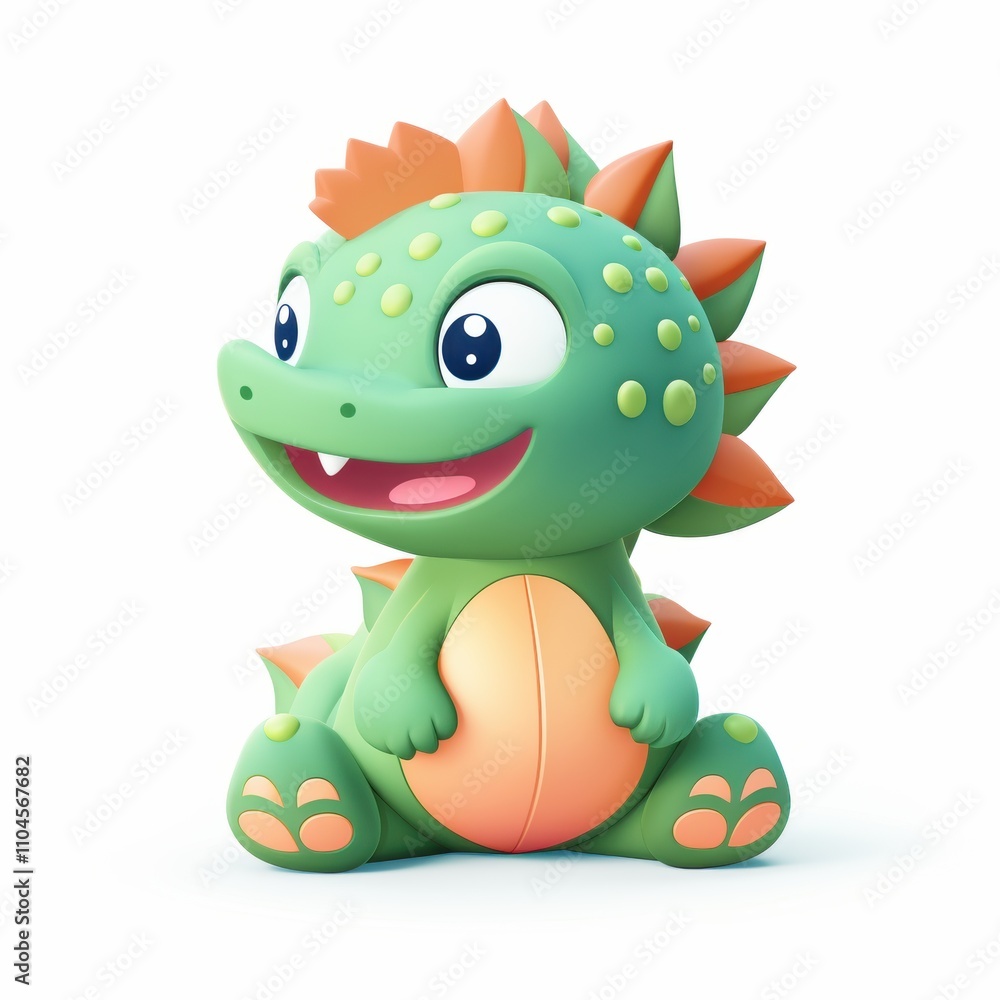Cute Cartoon Dinosaur Character Sitting Playfully with Bright Colors and Cheerful Expression Ideal for Children's Themes and Educational Materials Cute Cartoon Dinosaur Character Sitting Playfully with Bright Colors and Cheerful Expression Ideal for Children's Themes and Educational Materials
