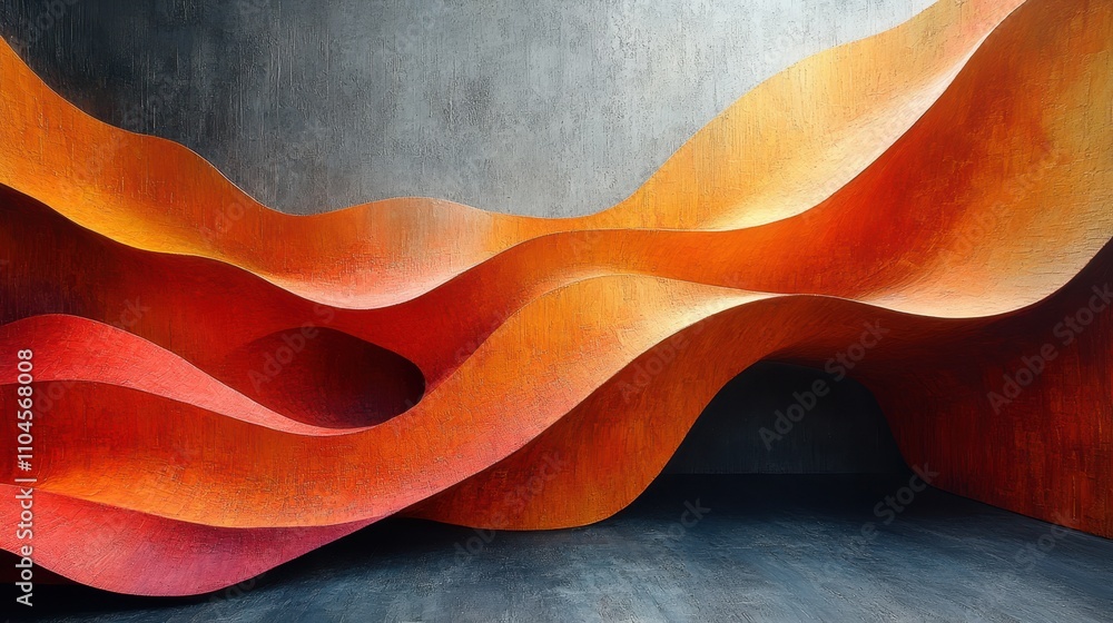 A vibrant abstract design featuring flowing shapes in warm hues of orange and red against a neutral background, This image is perfect for modern art projects, website backgrounds, or interior decor, A vibrant abstract design featuring flowing shapes in warm hues of orange and red against a neutral background, This image is perfect for modern art projects, website backgrounds, or interior decor,