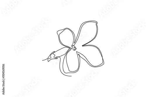 Single one line drawing beauty fresh syringa vulgaris for home decor poster wall art. Printable decorative lilac flower wedding invitation card. Continuous line draw design graphic vector illustration