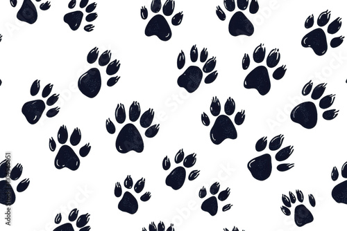 Paw vector animal tracks ideal for prints and patterns. photo